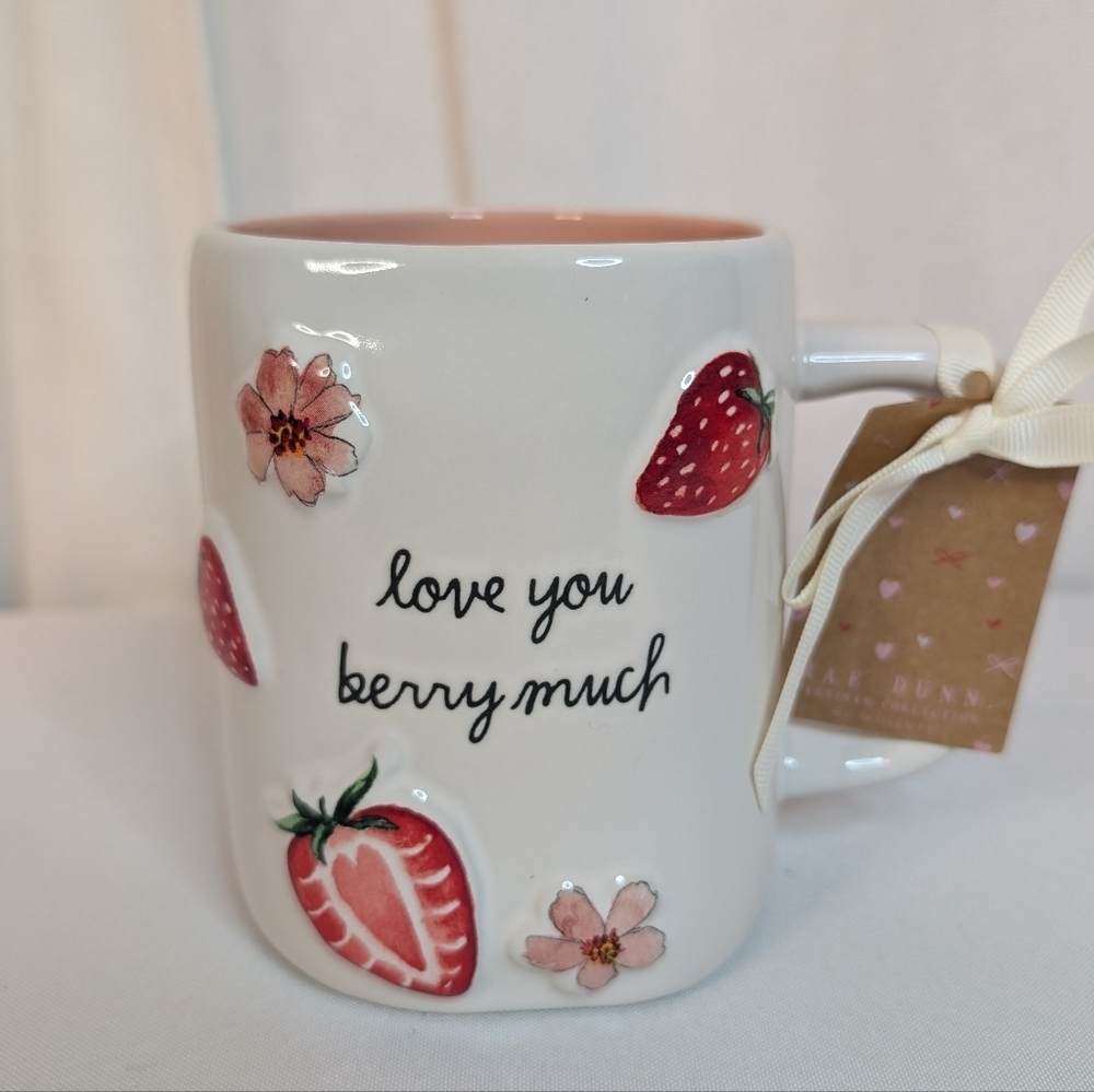 Rae Dunn Love You Berry Much Strawberry And Floral Double Sided Mug - Picture 2 of 4